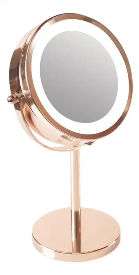 Kosmeetikapeegel Rio-Beauty Rose Gold, kahepoolne, LED-valgus, 5x suurendus