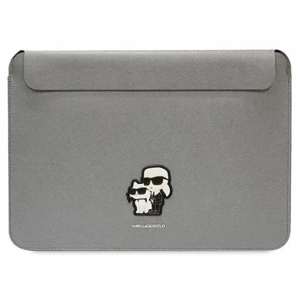 Sülearvuti ümbris Karl Lagerfeld Saffiano Karl & Choupette 16″, hõbedane