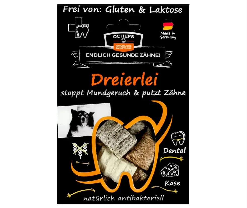 Koera hambahooldusmaiuste segu Qchefs Dreierlei Mix, 65 g