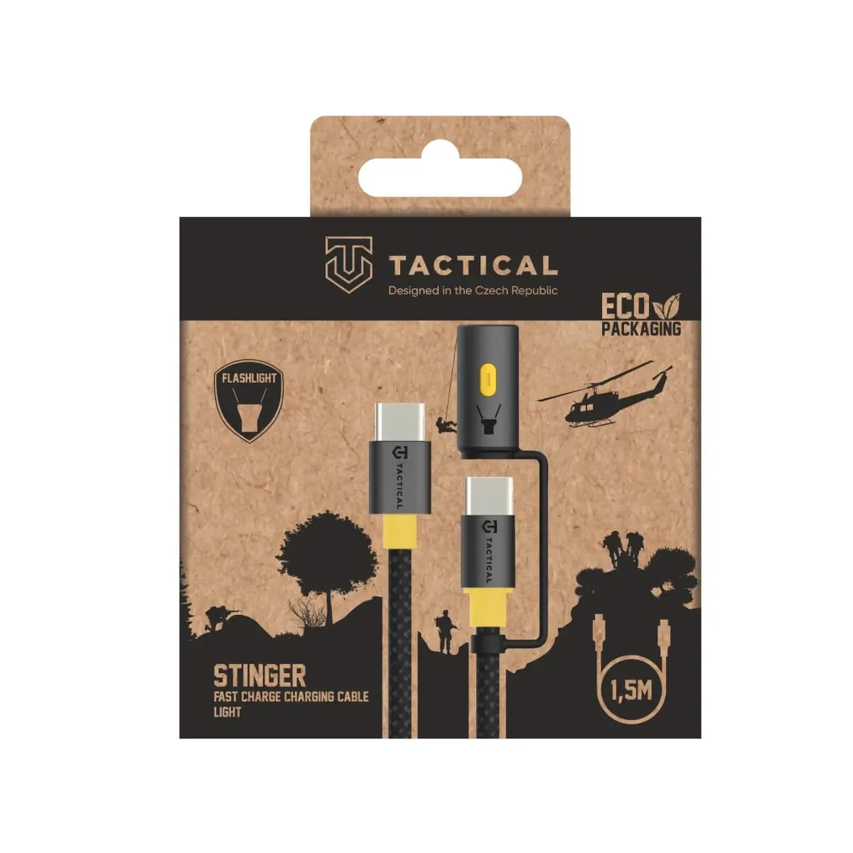 Kaabel USB-C – USB-C Tactical Stinger, 1,5 m, must