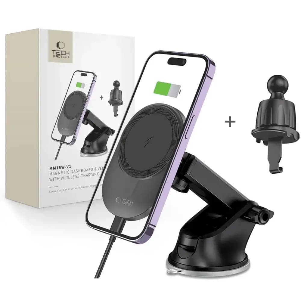Telefonihoidik autosse Tech-Protect MM15W-V1, juhtmevaba laadimisega 15 W, MagSafe