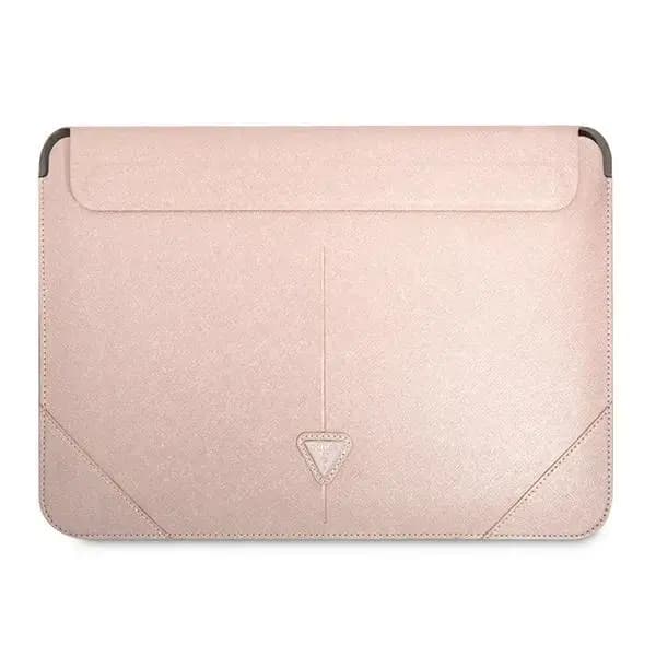 Sülearvuti ümbris Guess Saffiano Triangle Logo 16″, roosa