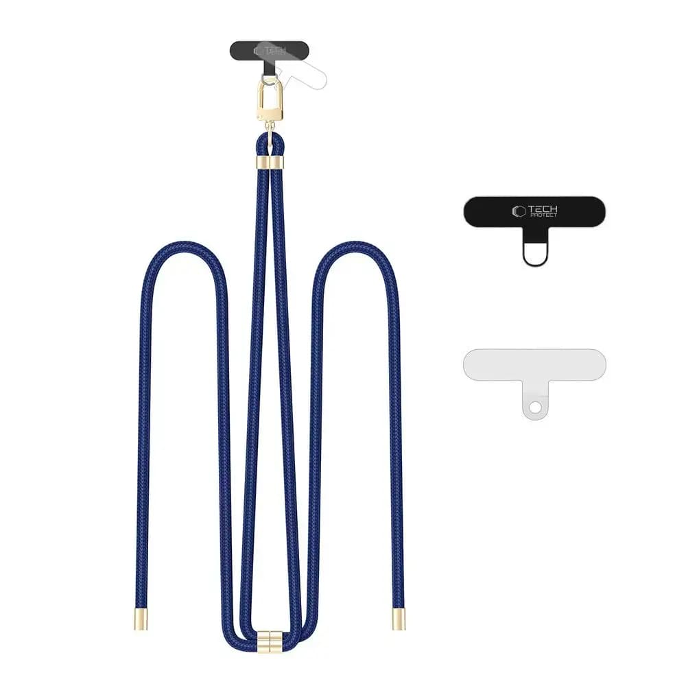 Tech-Protect C7S Rope Crossbody phone strap, navy blue/gold