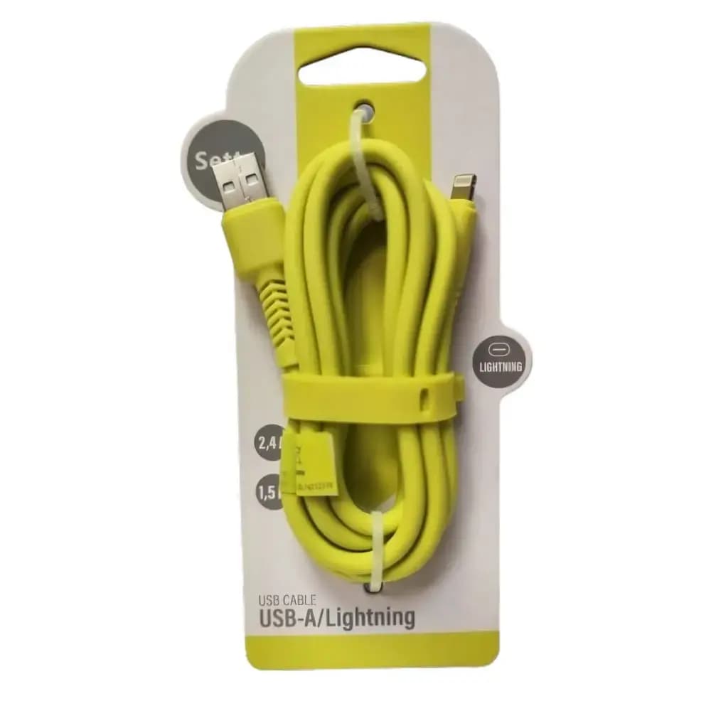 Kaabel USB-A – Lightning Setty KSA-L-1.52.411, 1,5 m, 12 W, roheline