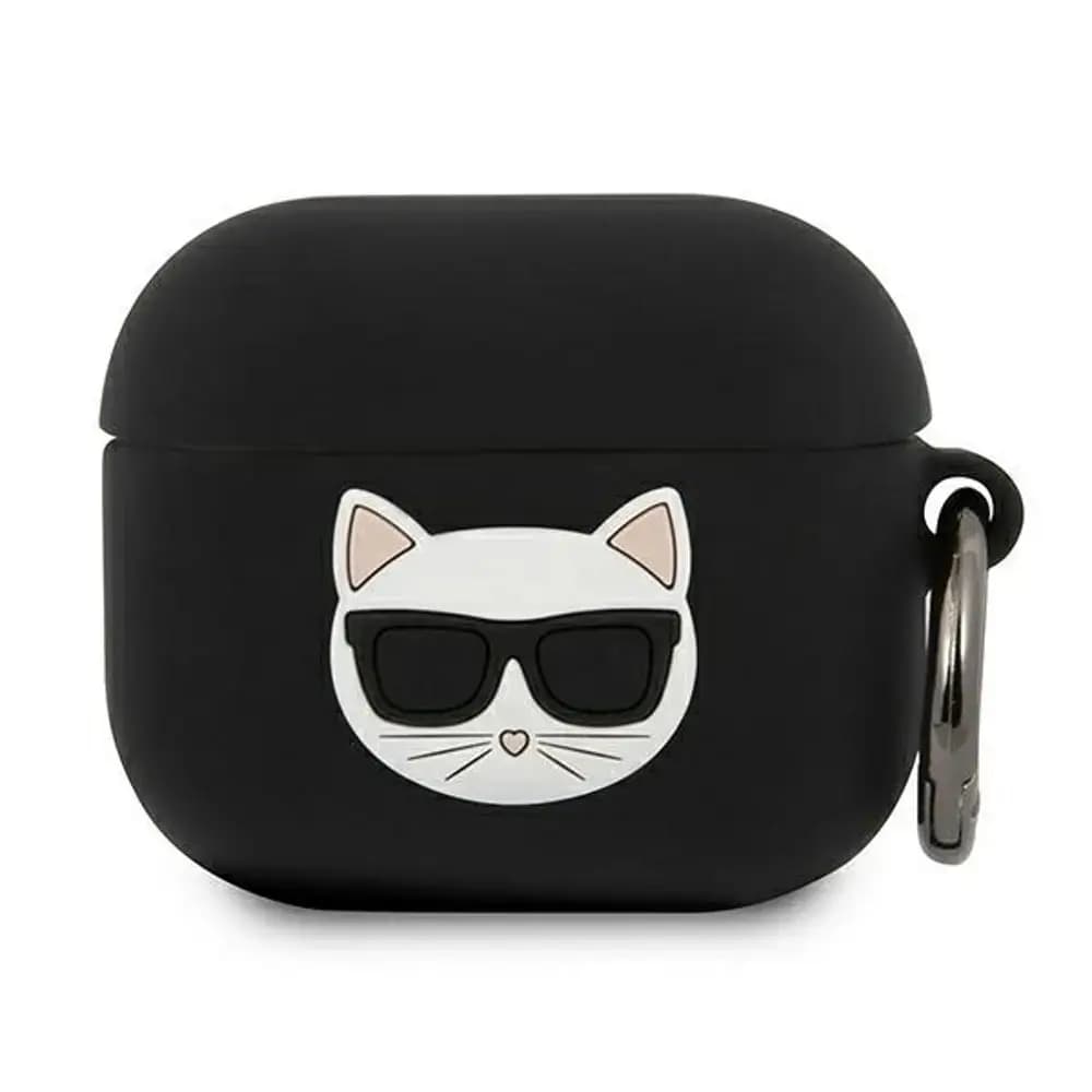 Silikoonümbris Karl Lagerfeld Choupette Head AirPods 3 jaoks, must