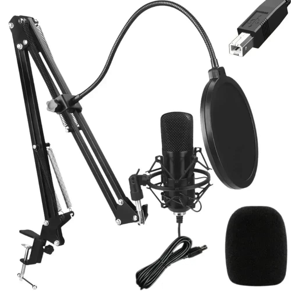 Fusion Studio USB microphone with adjustable stand and pop filter, black