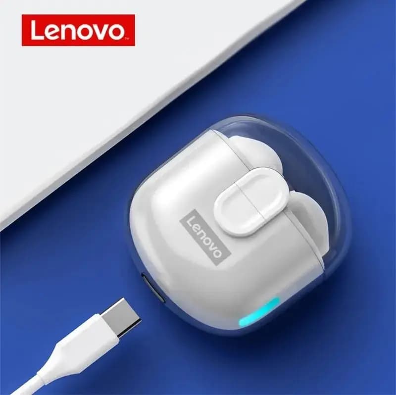 Lenovo LP12 wireless earbuds, transparent case, white