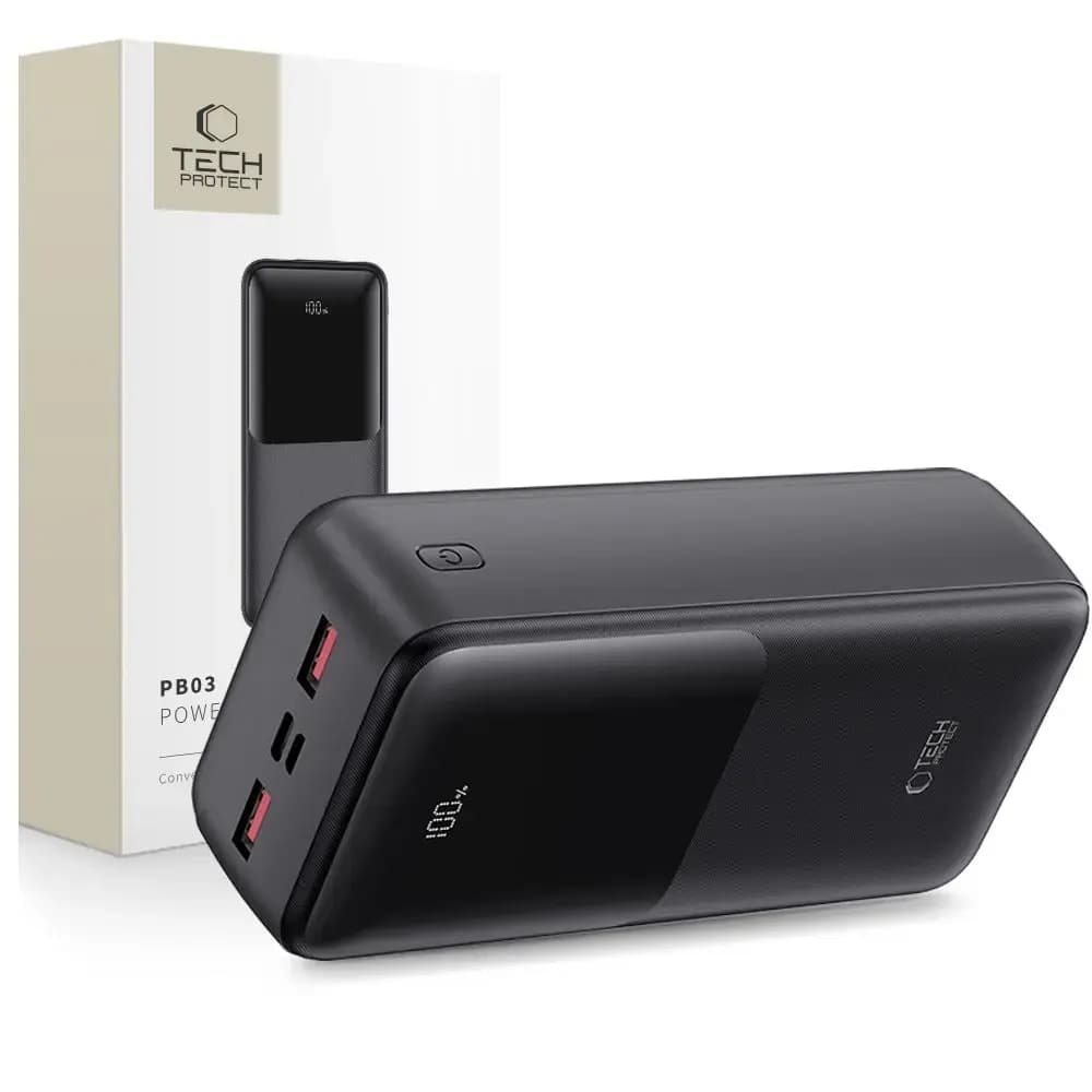 Повербанк Tech-Protect PB03, 30 000 мА·ч, 22,5 Вт, чёрный