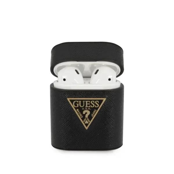Silikoonümbris Guess Saffiano AirPods 1/2 jaoks, must