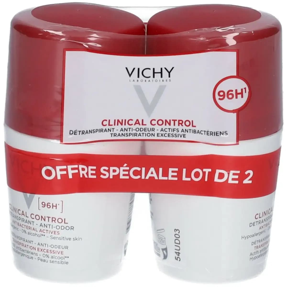 Vichy Clinical Control 96h antiperspirant roll-on, 2 × 50 ml