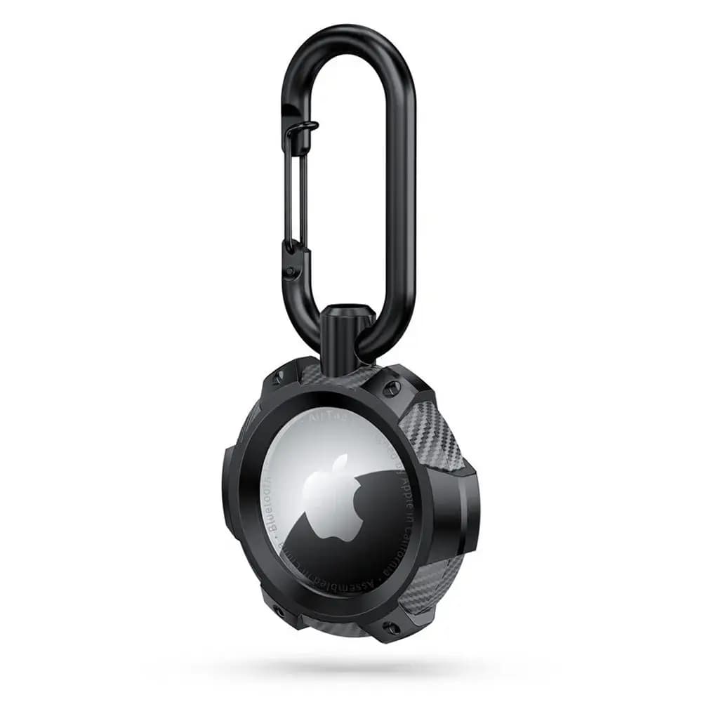 AirTagi ümbris Tech-Protect TpuCarbon karabiiniga, AirTag 1/2, must
