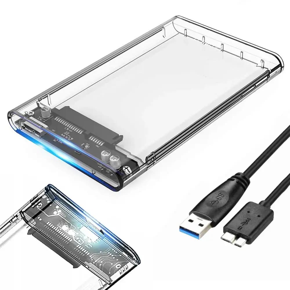 Fusion 2.5" SATA III drive enclosure, USB 3.0, transparent
