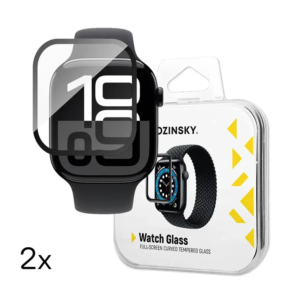 Kaitseklaas Apple Watch Series 10 46 mm, Wozinsky, 2 tk, must
