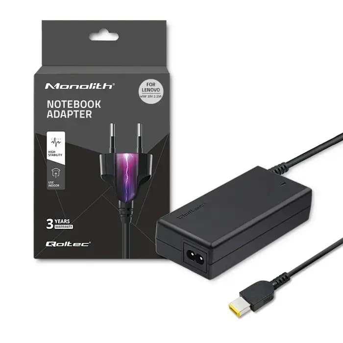 Зарядное устройство для ноутбука Qoltec для Lenovo, 45 Вт, 20 В, Slim Tip