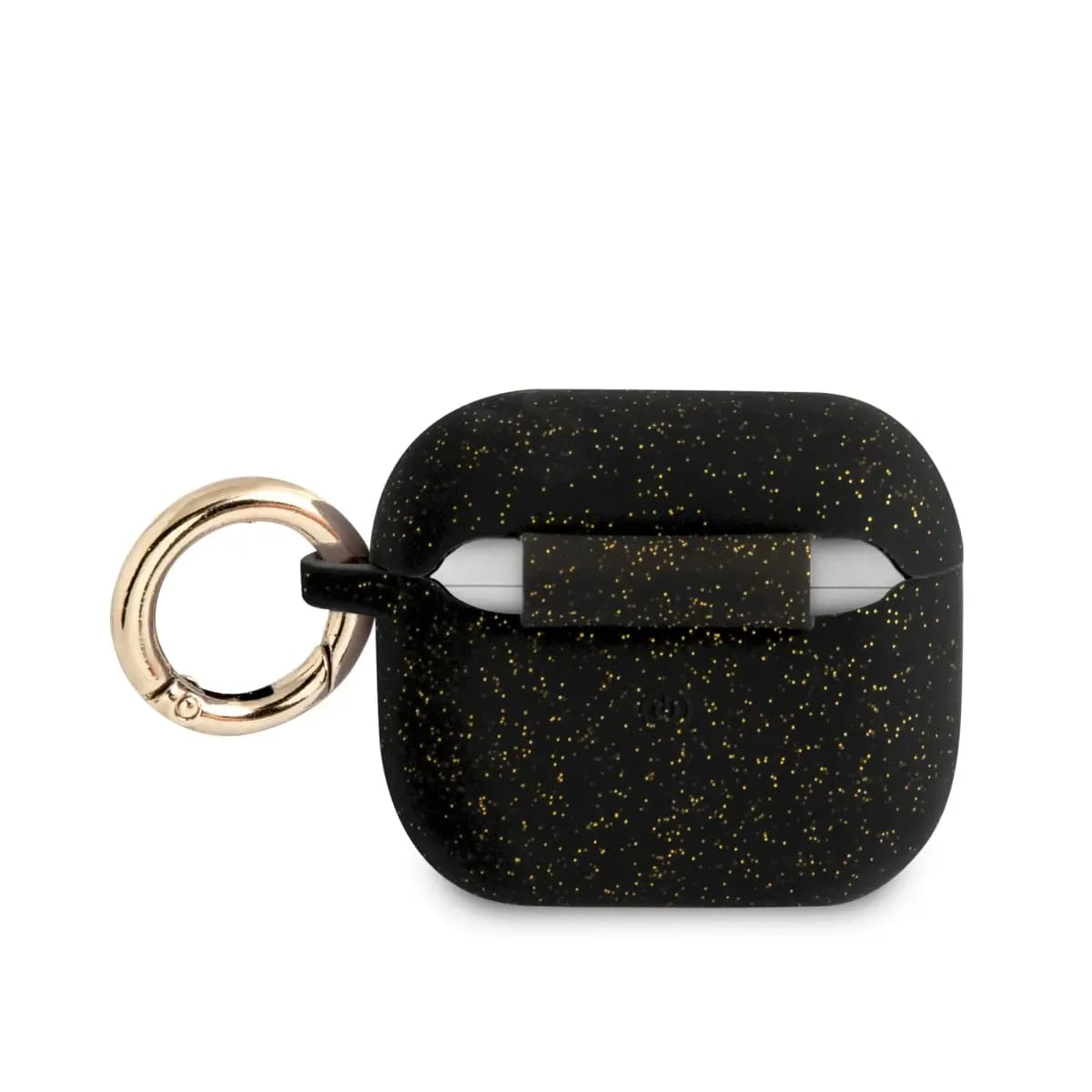 Silikoonümbris Guess Glitter Printed Logo AirPods 3 jaoks, must
