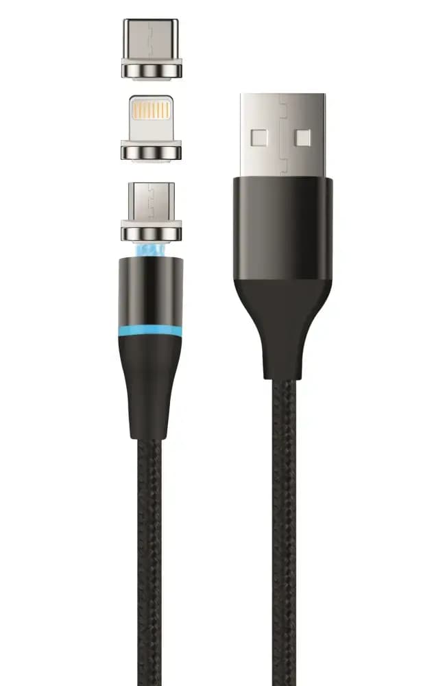 3-in-1 kaabel USB-A – USB-C / Lightning / Micro USB Setty magnetic DT, 1 m, 12,5 W