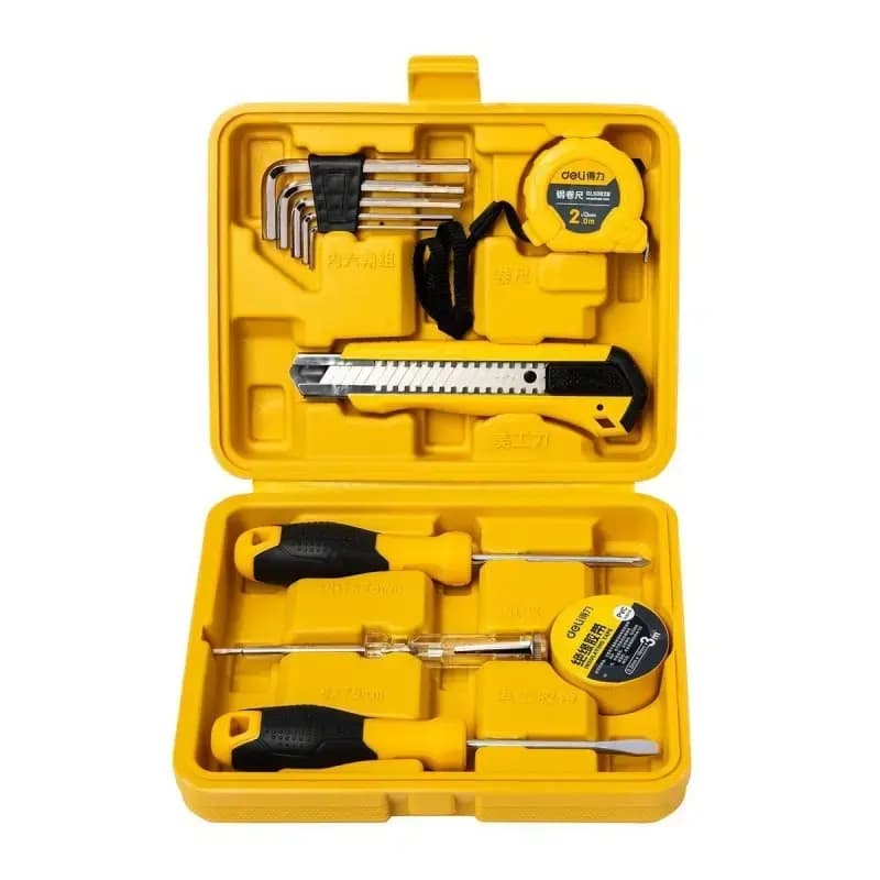 Deli Tools EDL1011J household tool set, 11 pcs, yellow