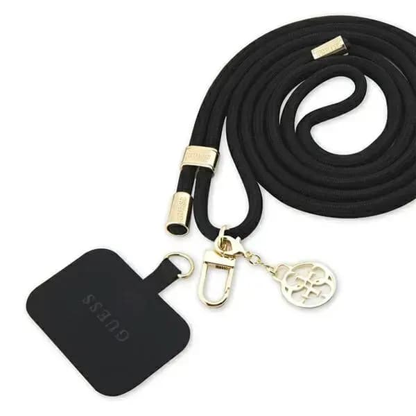 Guess CBDY Cord nylon phone strap with 4G metal charm, black