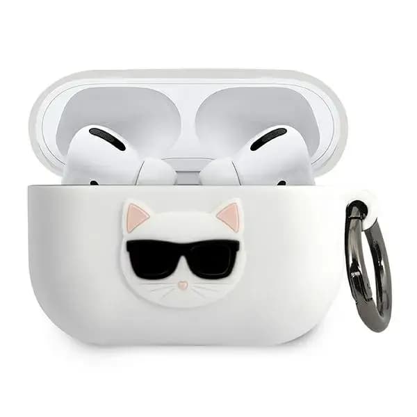 Silikoonümbris Karl Lagerfeld Choupette Head AirPods Pro jaoks, valge