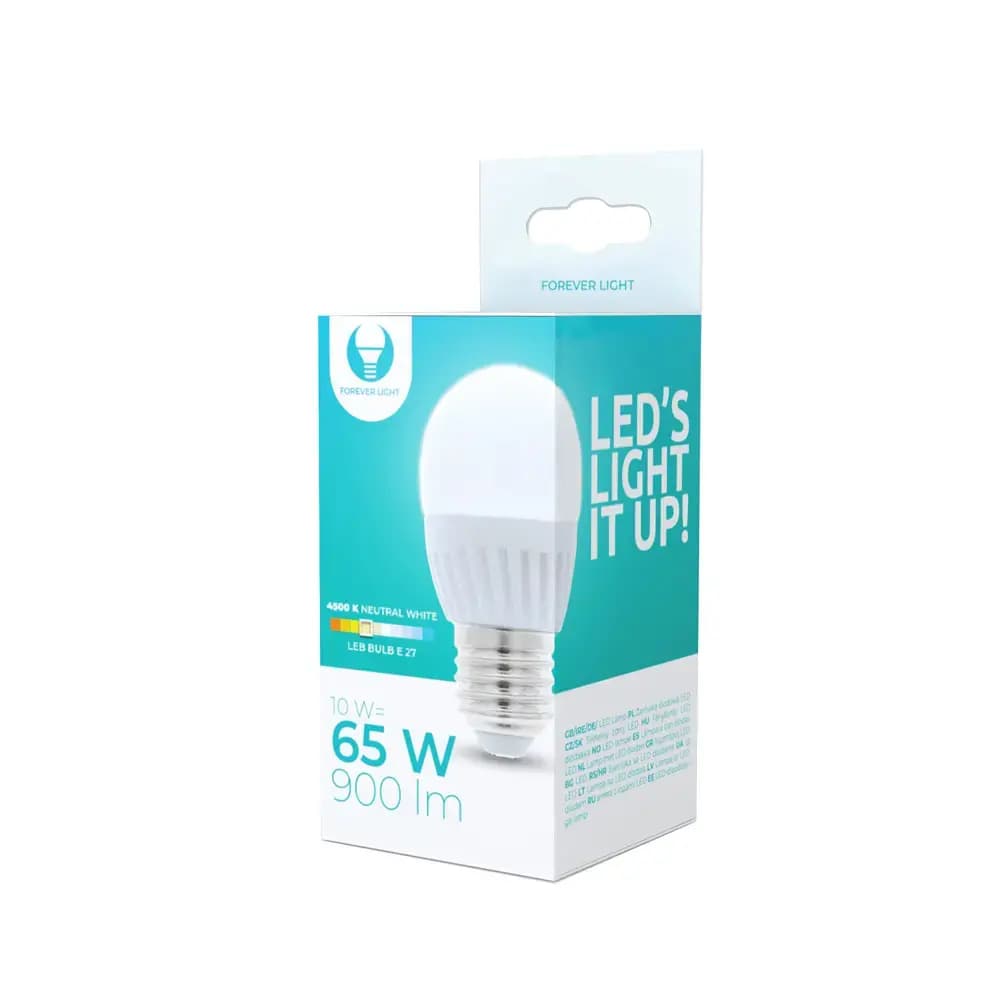 Forever Light E27 G45 LED bulb, 10 W, 4500 K, 900 lm