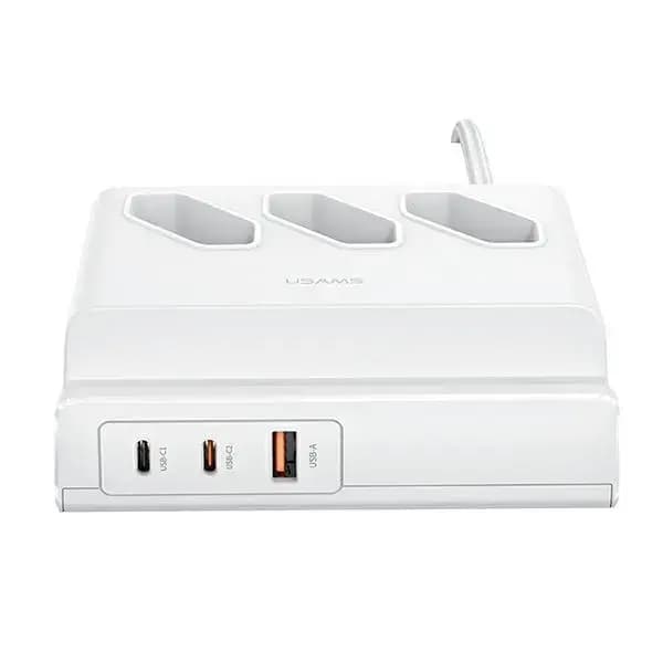 Удлинитель с USB-зарядкой Usams US-CC160 Super Si, 65 Вт, EU, белый