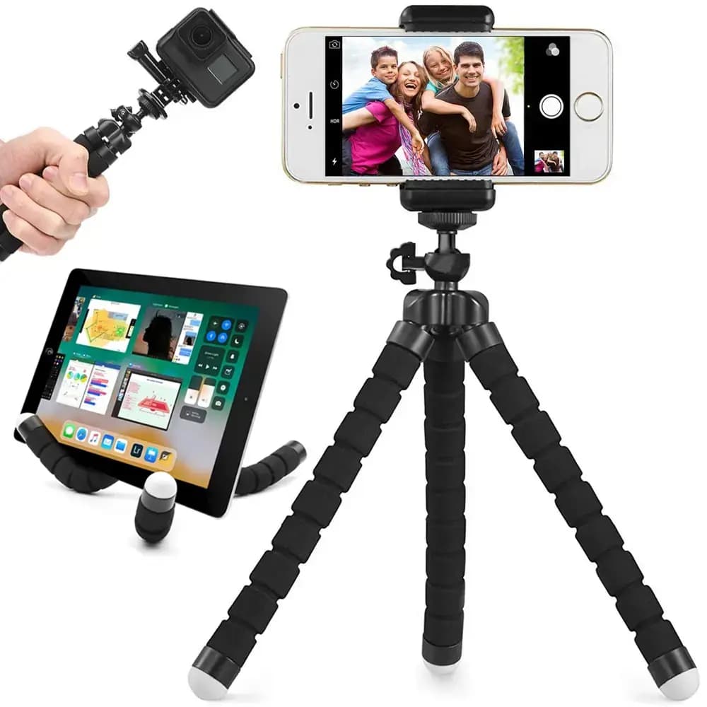 Painduvate jalgadega statiiv Fusion Tripod Flexible, telefonihoidikuga, must