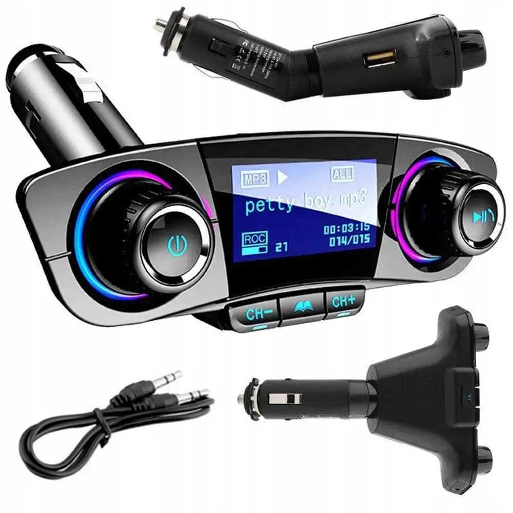 FM-saatja Goodbuy UFO, Bluetooth 5.0, 2 × USB 2,1 A, ekraan, must