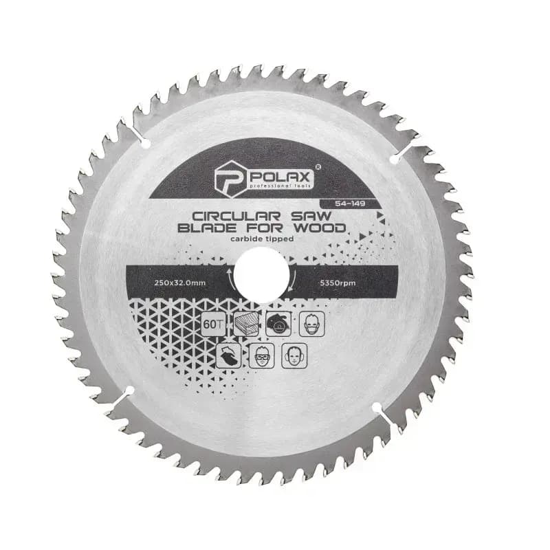 Polax 54-149 carbide-tipped wood saw blade, 250 × 32/30 mm, 60T