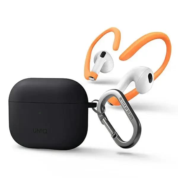 Silikoonümbris Uniq Nexo AirPods 3 jaoks, kõrvakonksudega, hall