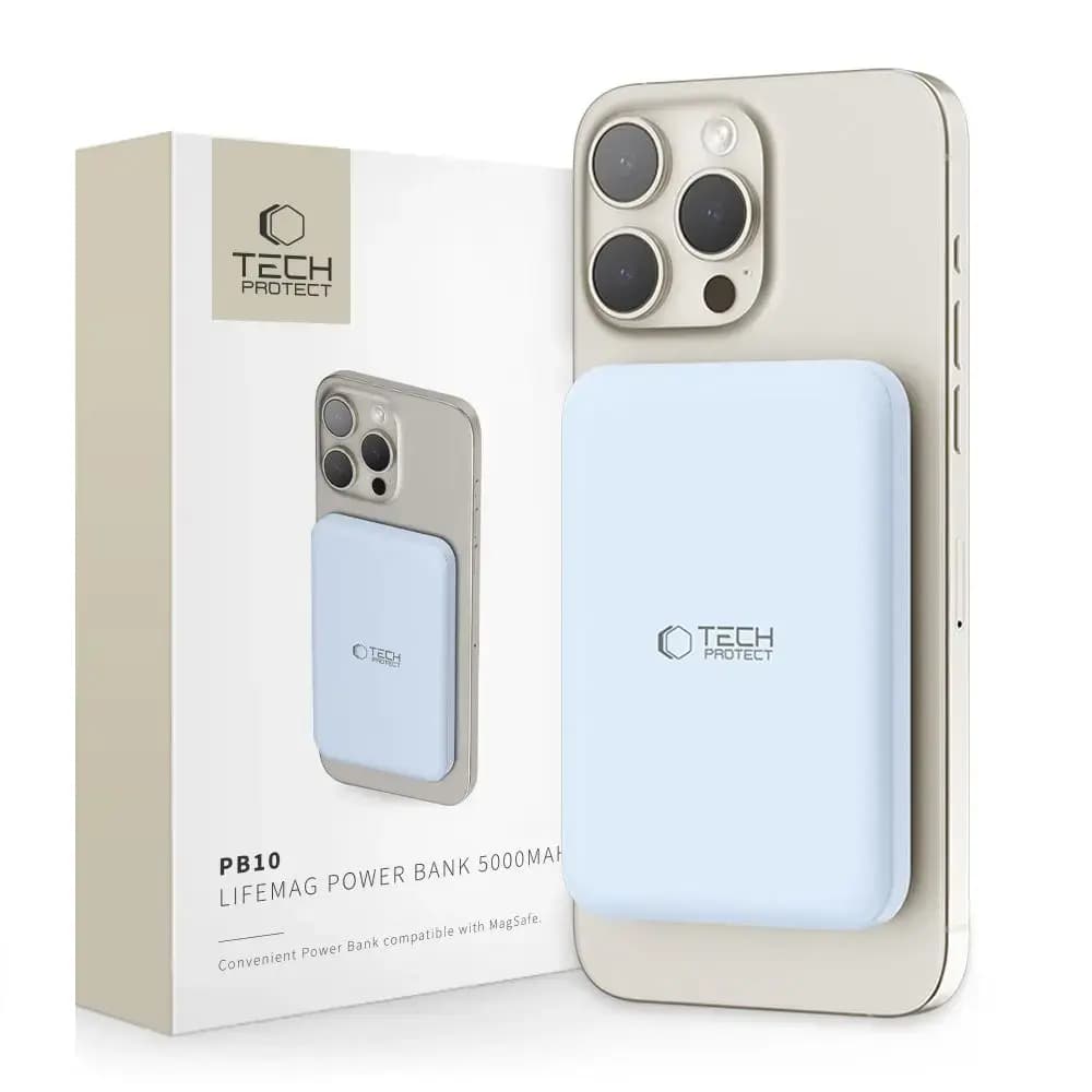 Повербанк Tech-Protect LifeMag PB10, 5000 мА·ч, 18 Вт, MagSafe, синий