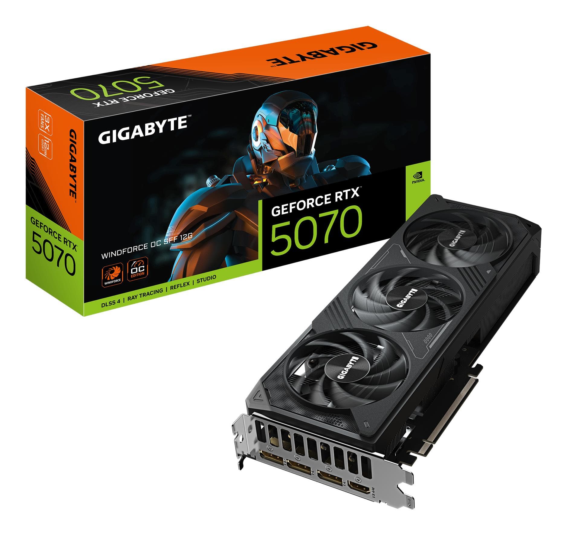 Видеокарта GIGABYTE GeForce RTX 5070 WINDFORCE OC SFF, 12 ГБ GDDR7