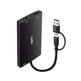 Преобразователь Lindy USB-C / USB-A → 2 × HDMI, 43430, 4K 60 Гц