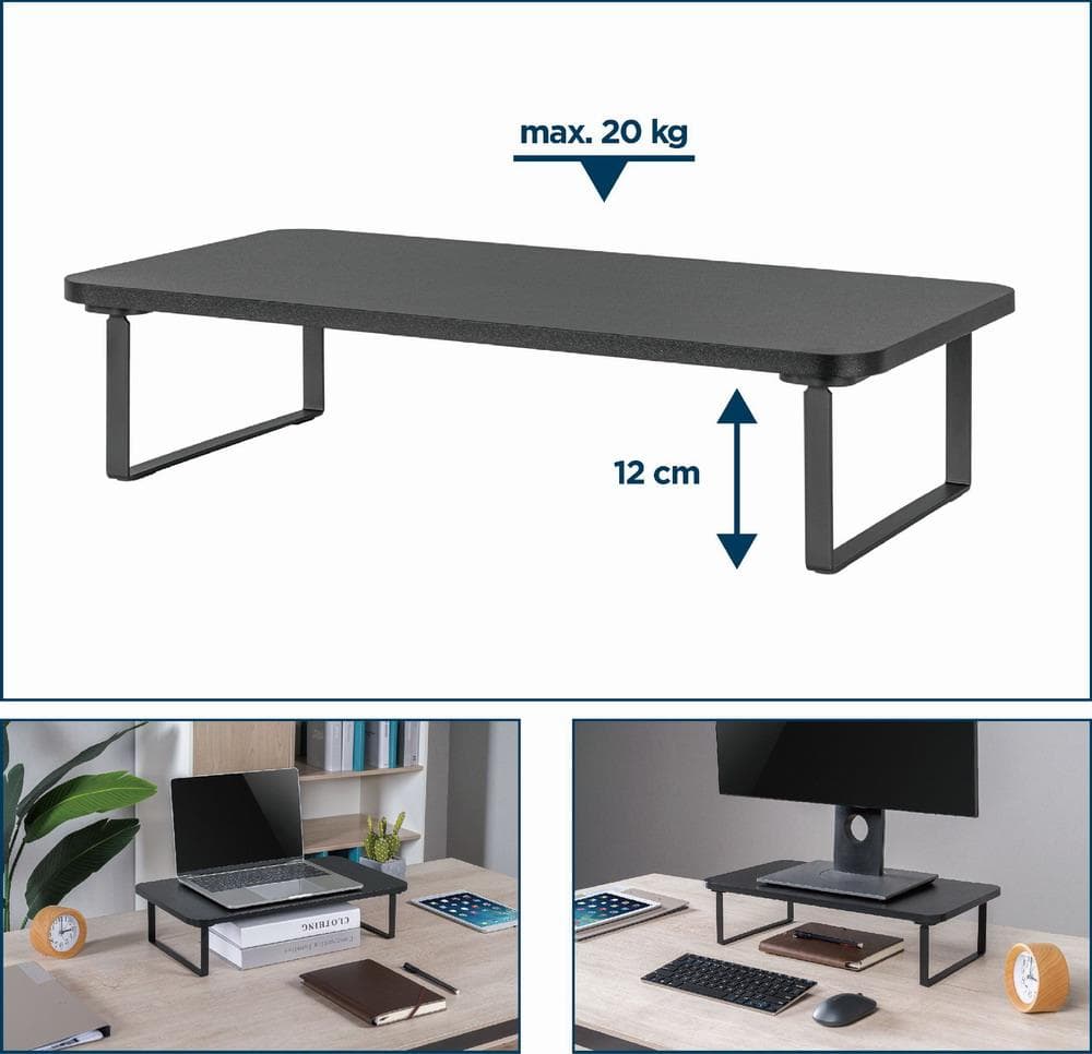 Gembird MS-TABLE-03 monitor and laptop riser, 20 kg, black