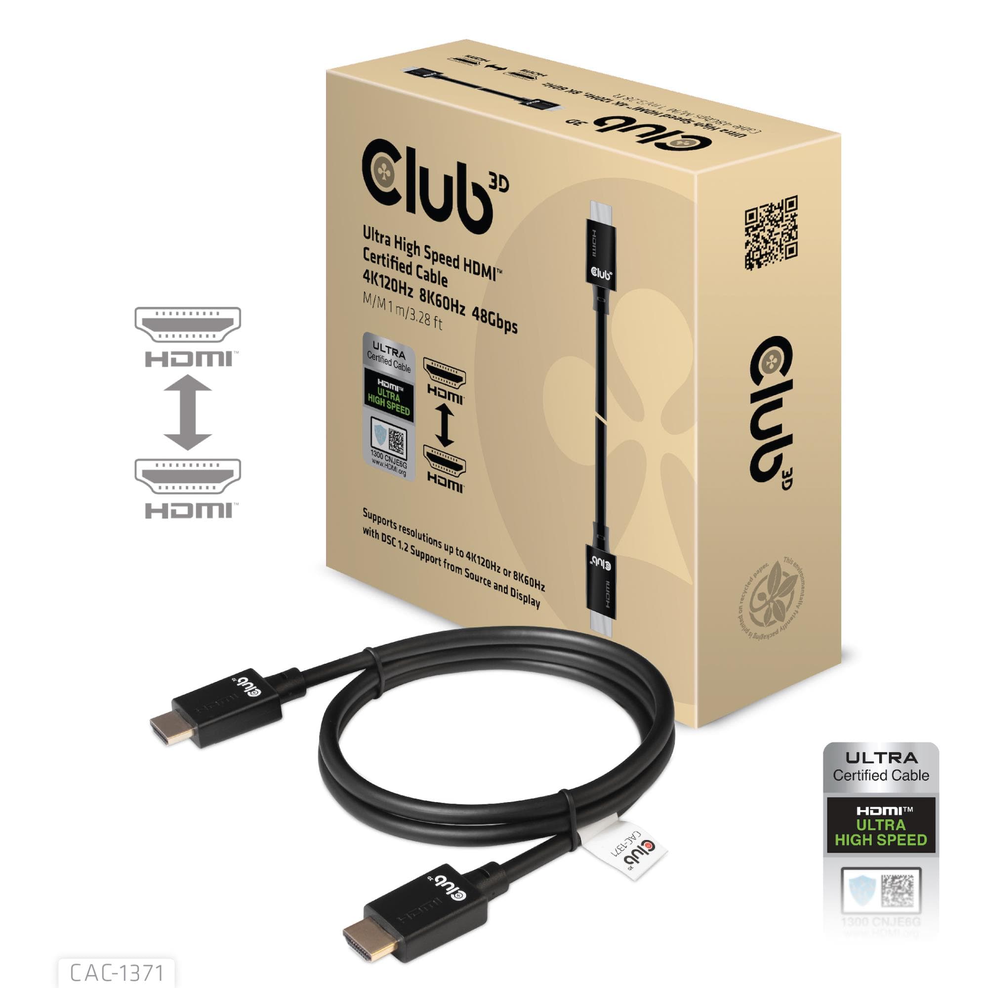 Club 3D CAC-1371 HDMI cable, HDMI 2.1, 48 Gbit/s, 1 m
