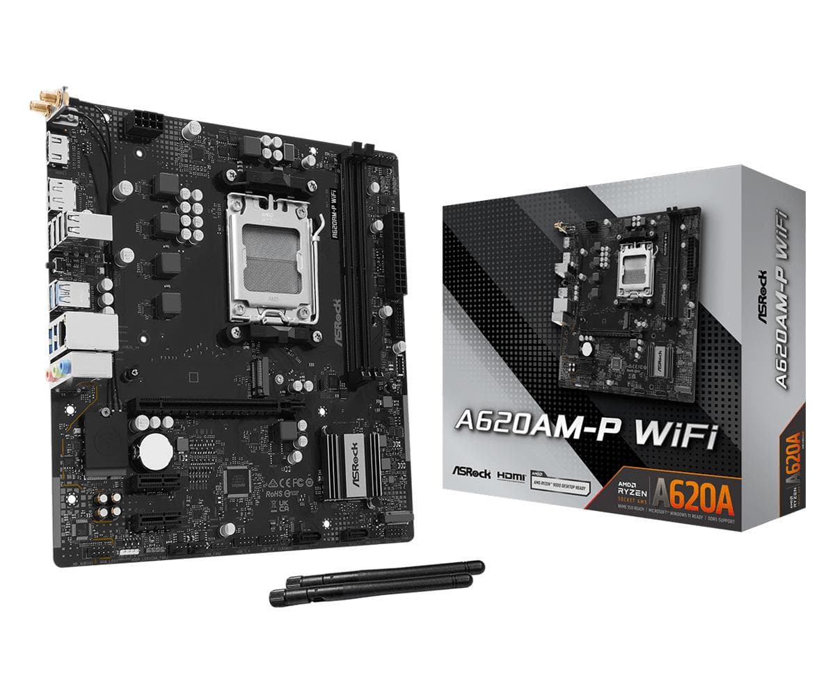 Emaplaat ASRock A620AM-P WiFi, AM5, Micro-ATX, Wi-Fi 5