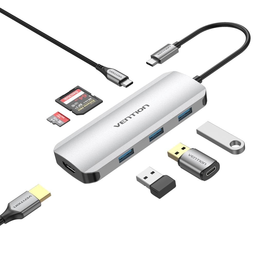 VENTION USB-C dokimisjaam 7in1 hõbedane soodne