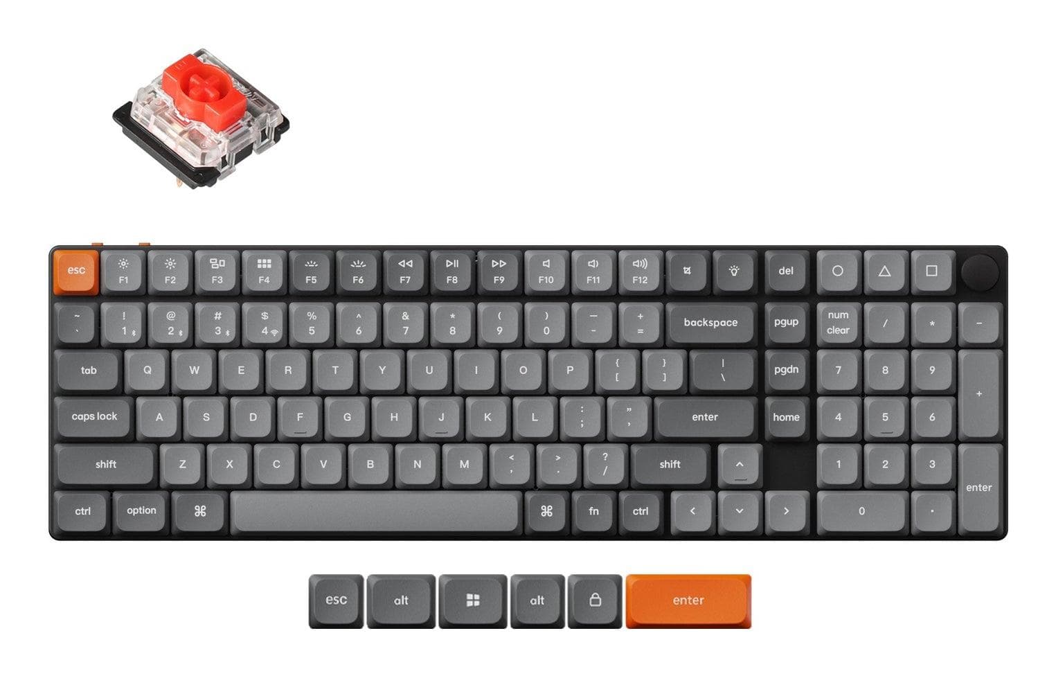Keychron K17 Max mechanical keyboard, low-profile, wireless, Gateron Red