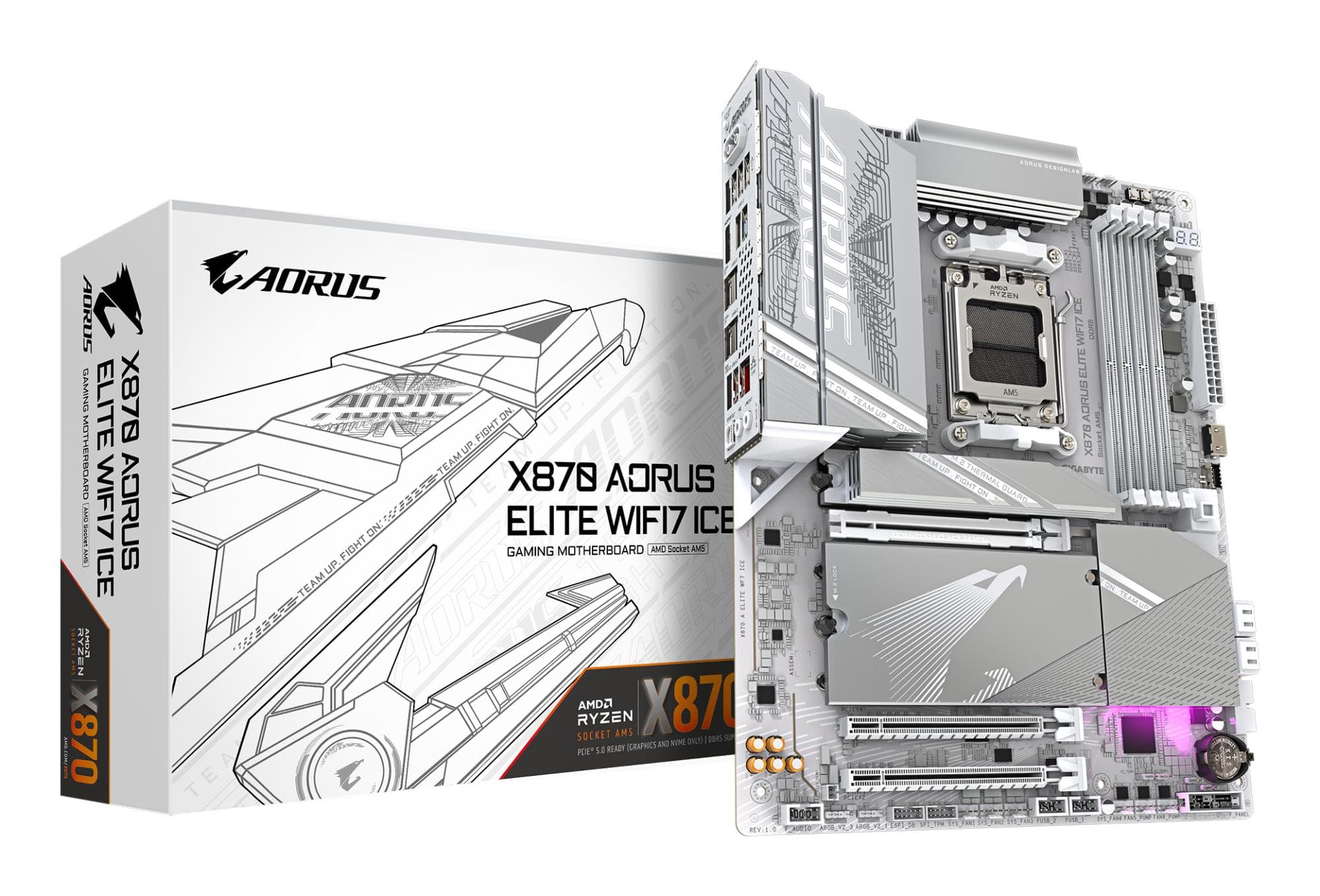 Emaplaat Gigabyte X870 Aorus Elite WiFi7 Ice, AM5, ATX, DDR5