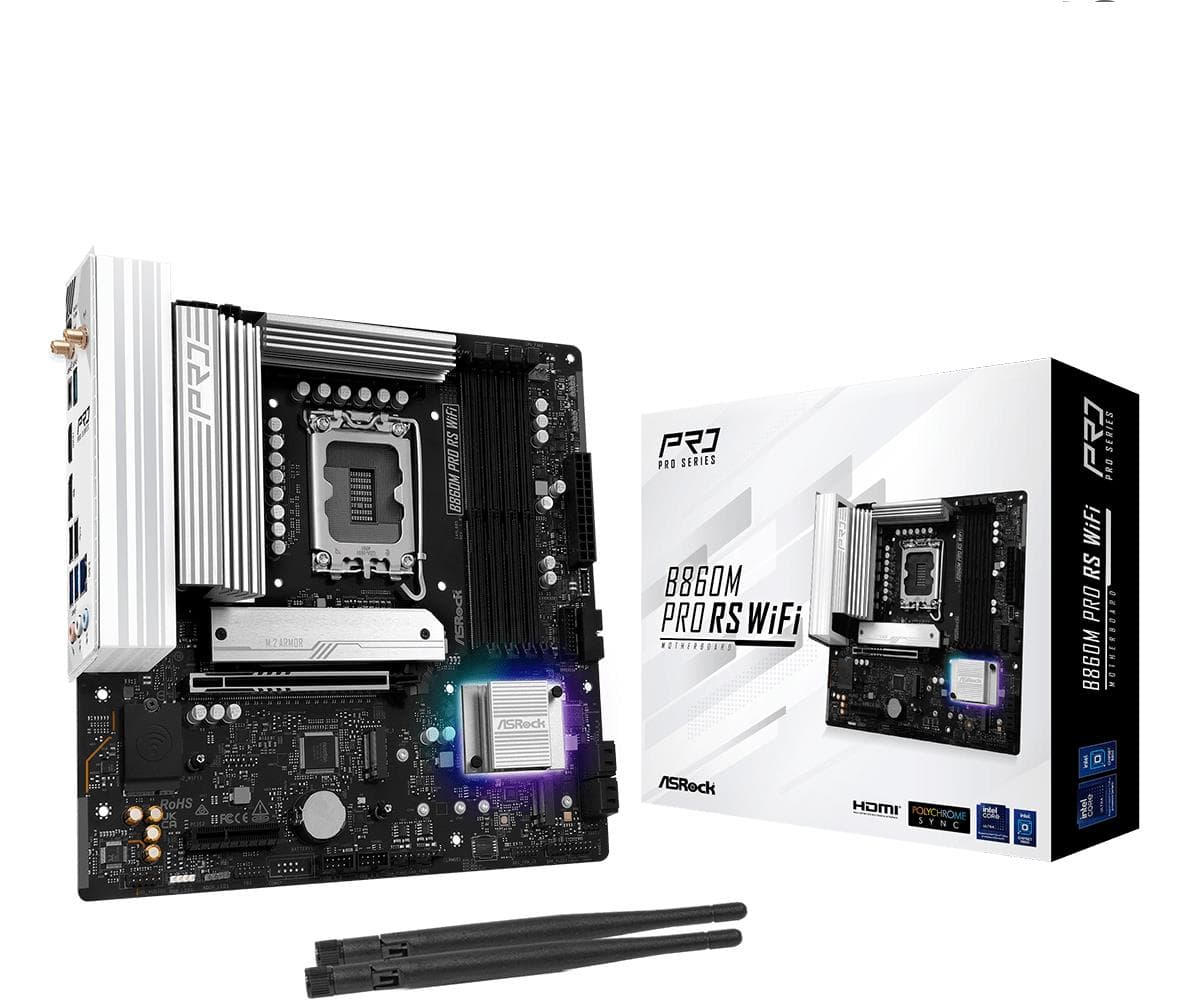 Emaplaat ASRock B860M Pro RS WiFi, LGA 1851, Micro-ATX, Wi-Fi 6E