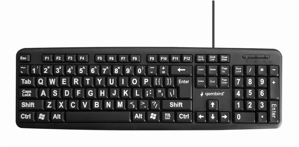 Gembird KB-US-103 large-print keyboard, wired, US, black