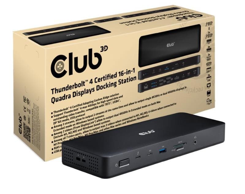 CLUB3D Thunderbolt 4 16-в-1 докстанция чёрная купить