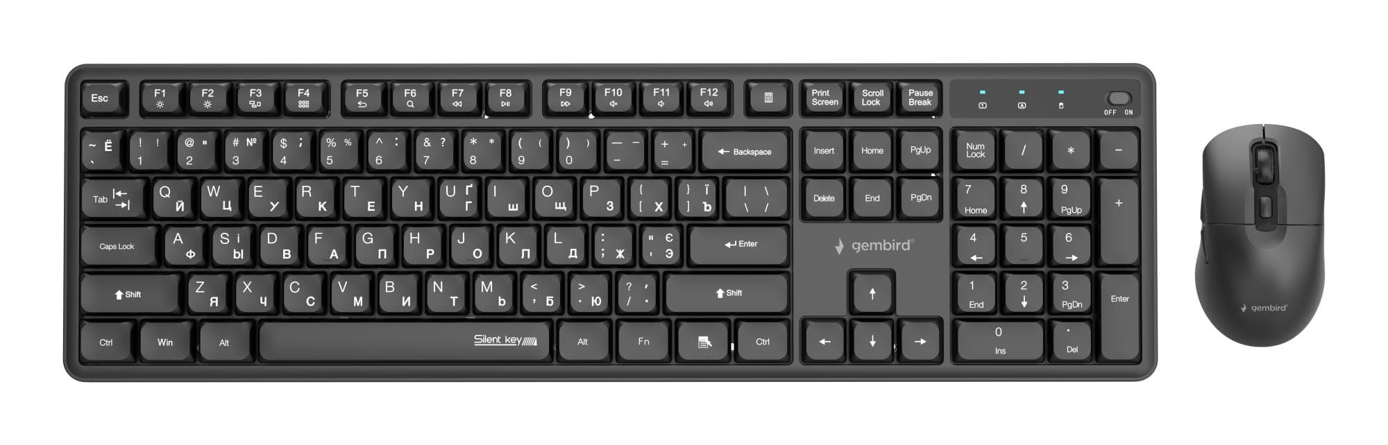 Gembird Wireless Keyboard Mouse Set Cyrillic Black Combo Deal