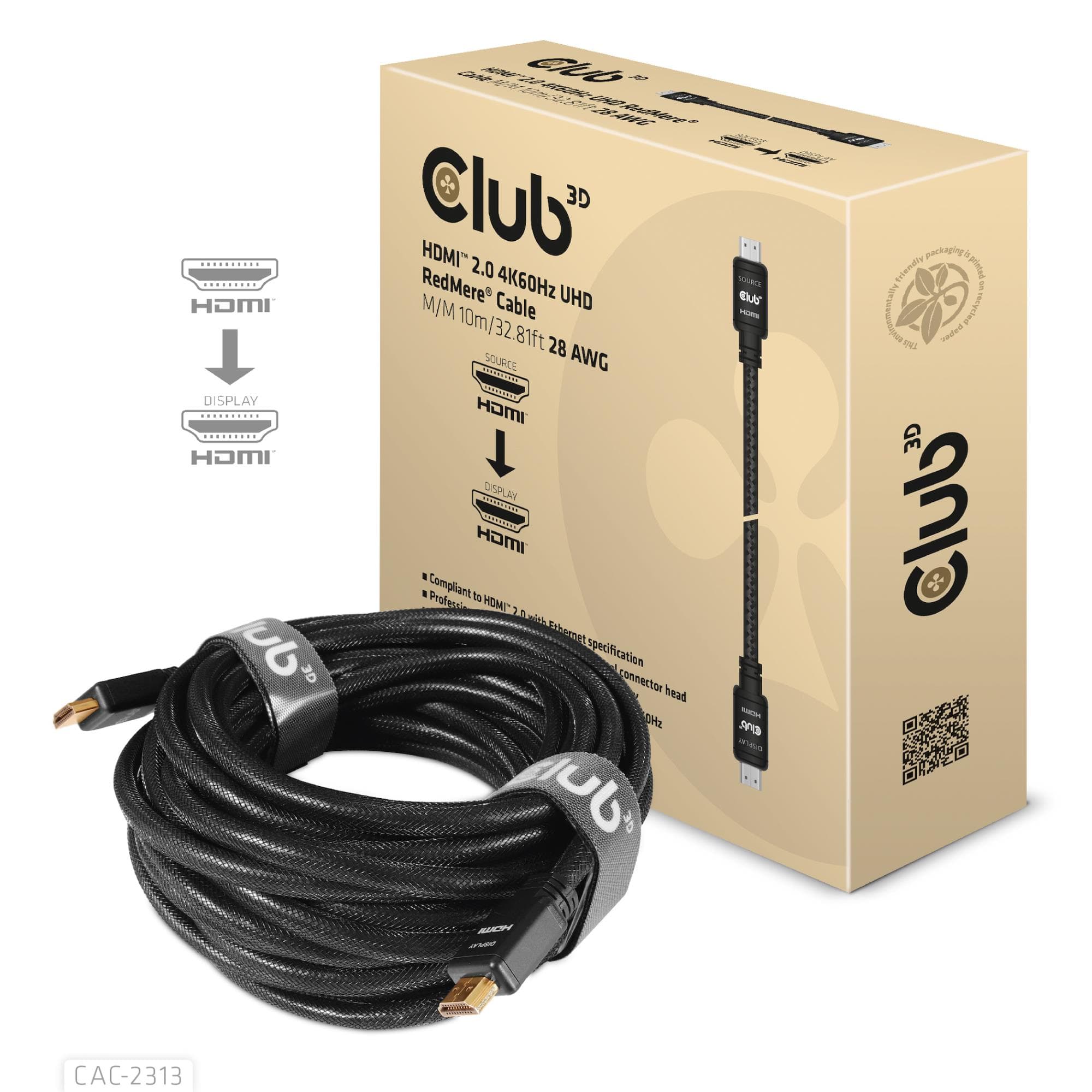 CLUB3D HDMI 2.0 Cable 10m 4K60Hz Active - Best Price