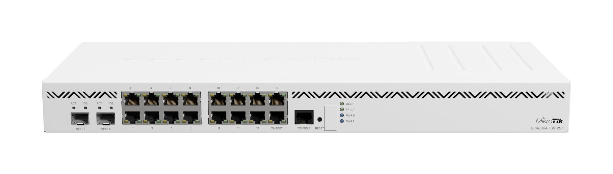 MikroTik CCR2004-16G-2S+ rack router, 16 × Gigabit, 2 × SFP+