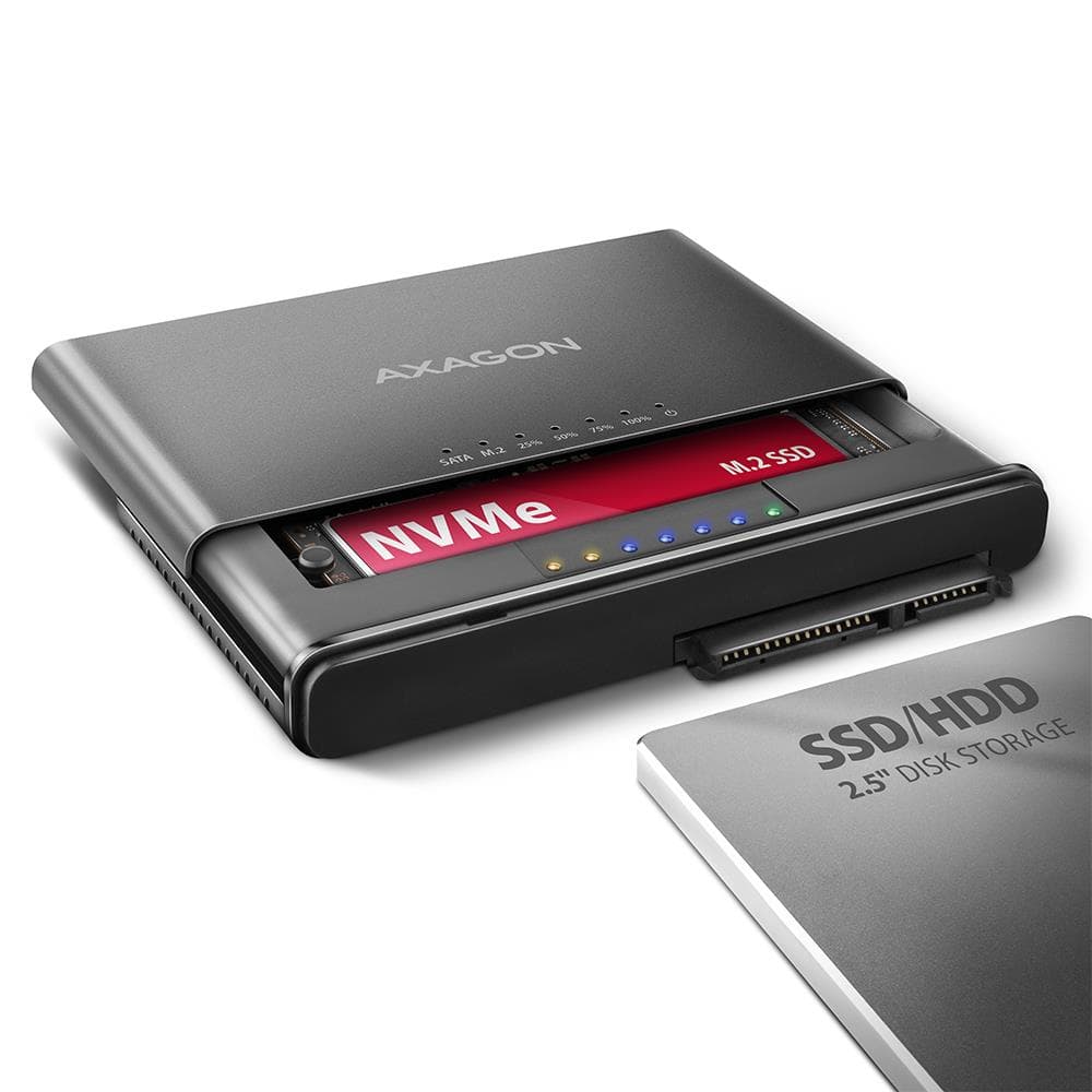 AXAGON ADSA-CC USB-C kloonimine, M.2 NVMe + SATA