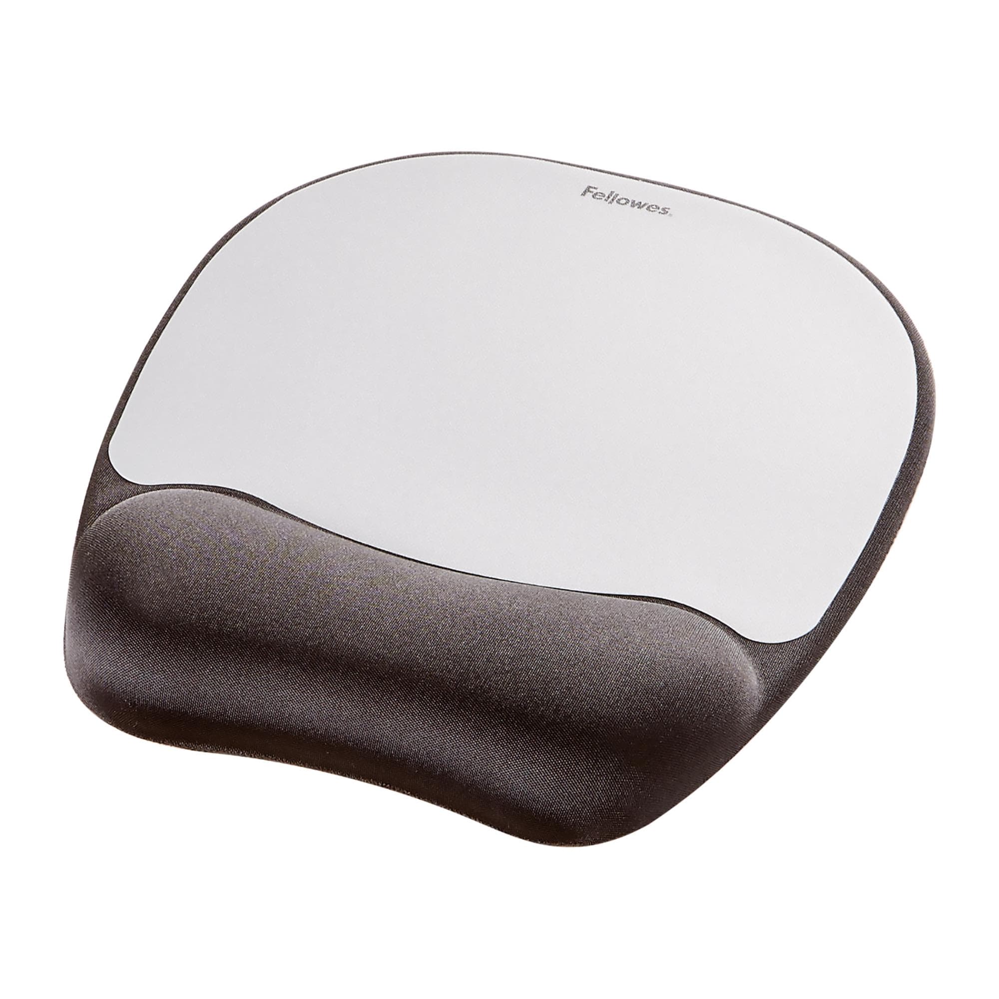 Fellowes Memory Foam mouse pad with wrist rest, black/silver (Silver Streak)