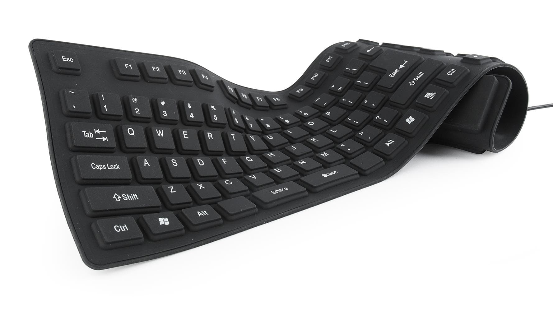 Gembird KB-109F-B flexible keyboard, silicone, USB and PS/2, black