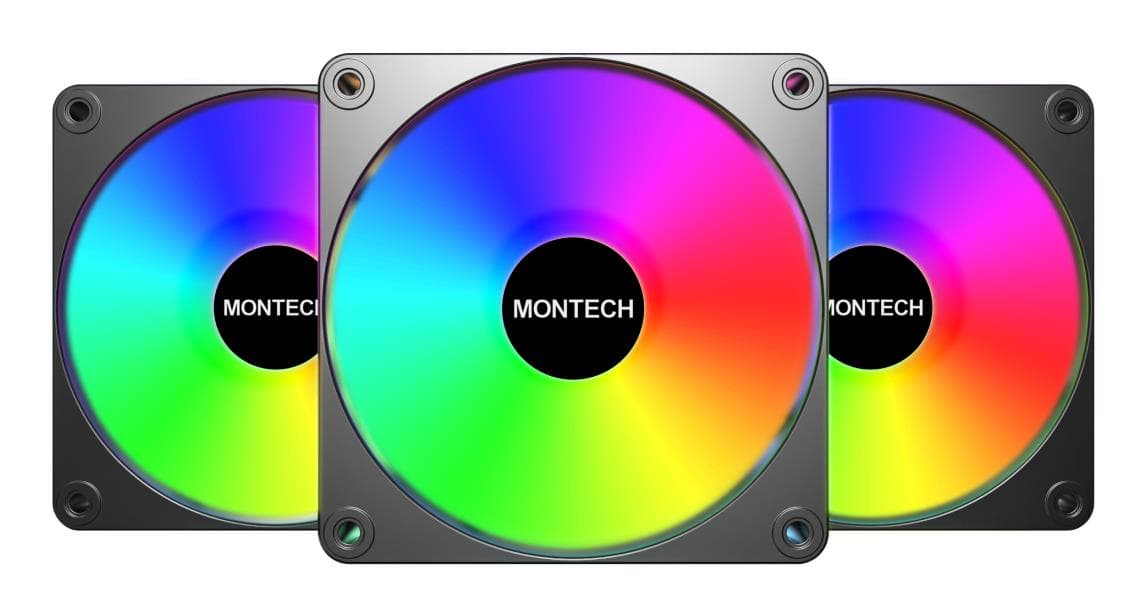 Korpuse ventilaatorid Montech GF120 V2 ARGB, 3 × 120 mm, must