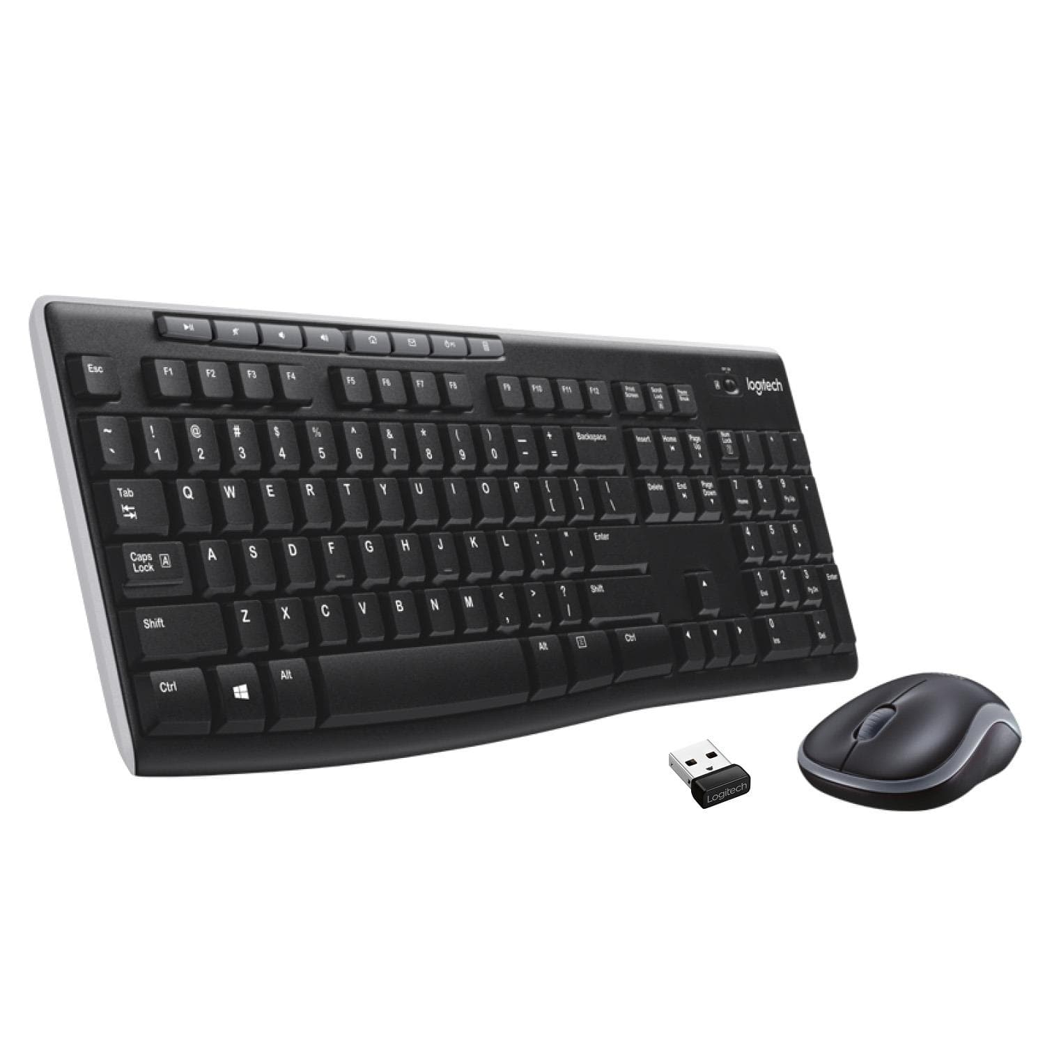 Logitech MK270 wireless keyboard and mouse set, full-size, black