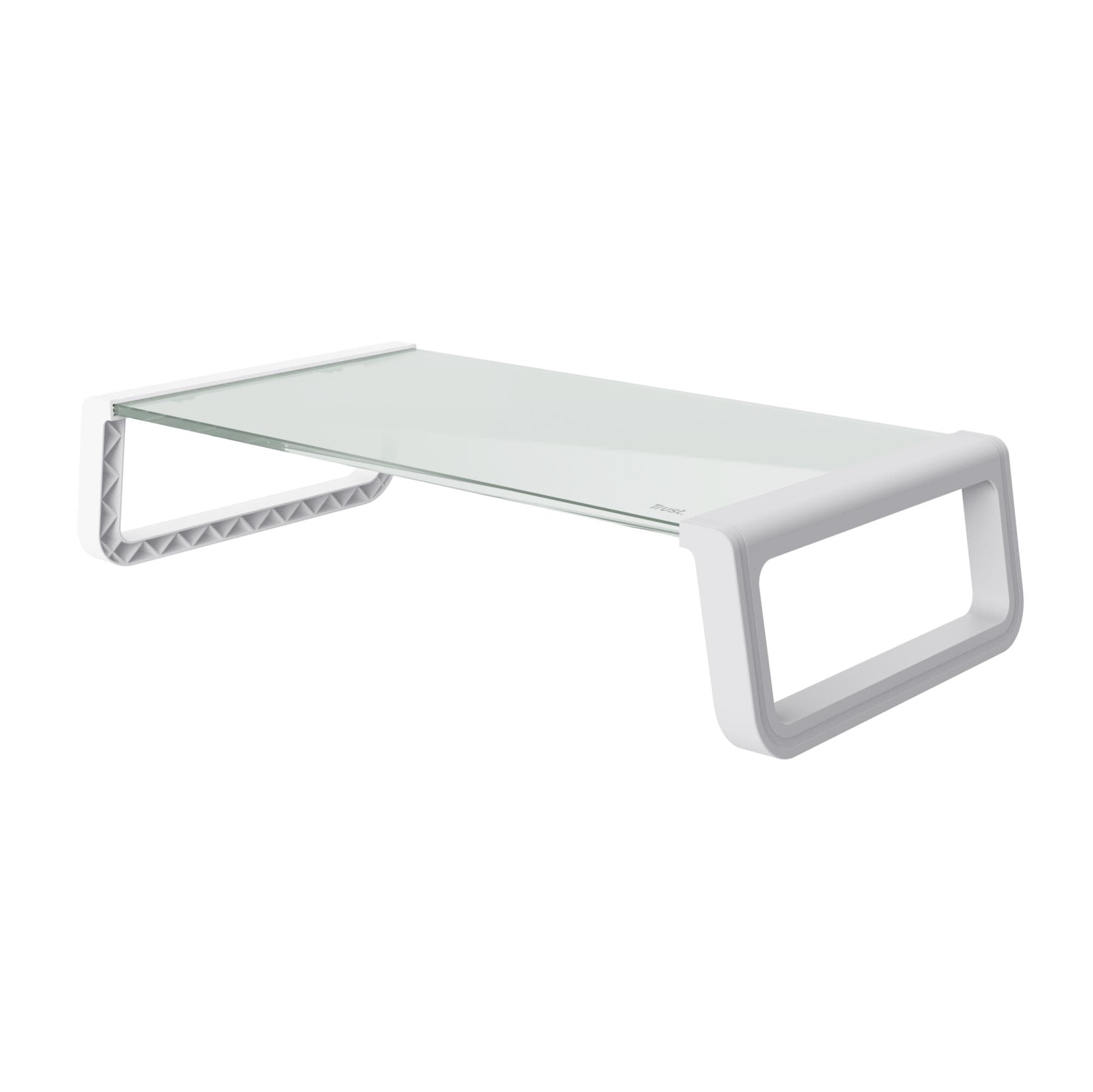 TRUST Monta Glass Monitor Stand White – Ergonomic Desk Riser